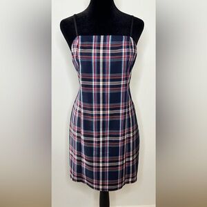 Urban Outfitters Red White and Blue summer preppy plaid dress petite small EUC